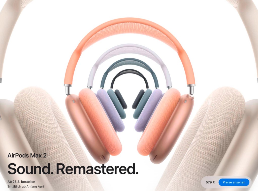 AirPods Max 2 in verschiedenen Farben